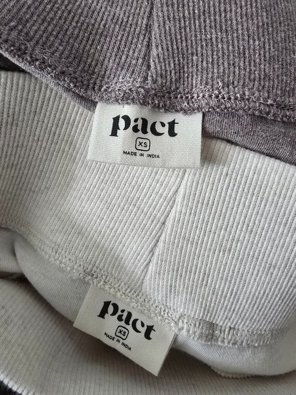 Pact Airplane Wide Leg Pants XS Organic Cotton Pintuck Sweats 2 PAIR Taupe Cream - Picture 14 of 14